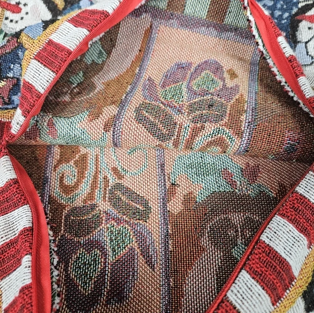 Christmas Tapestry Throw Pillow Cover Penguins & Snowmen 17